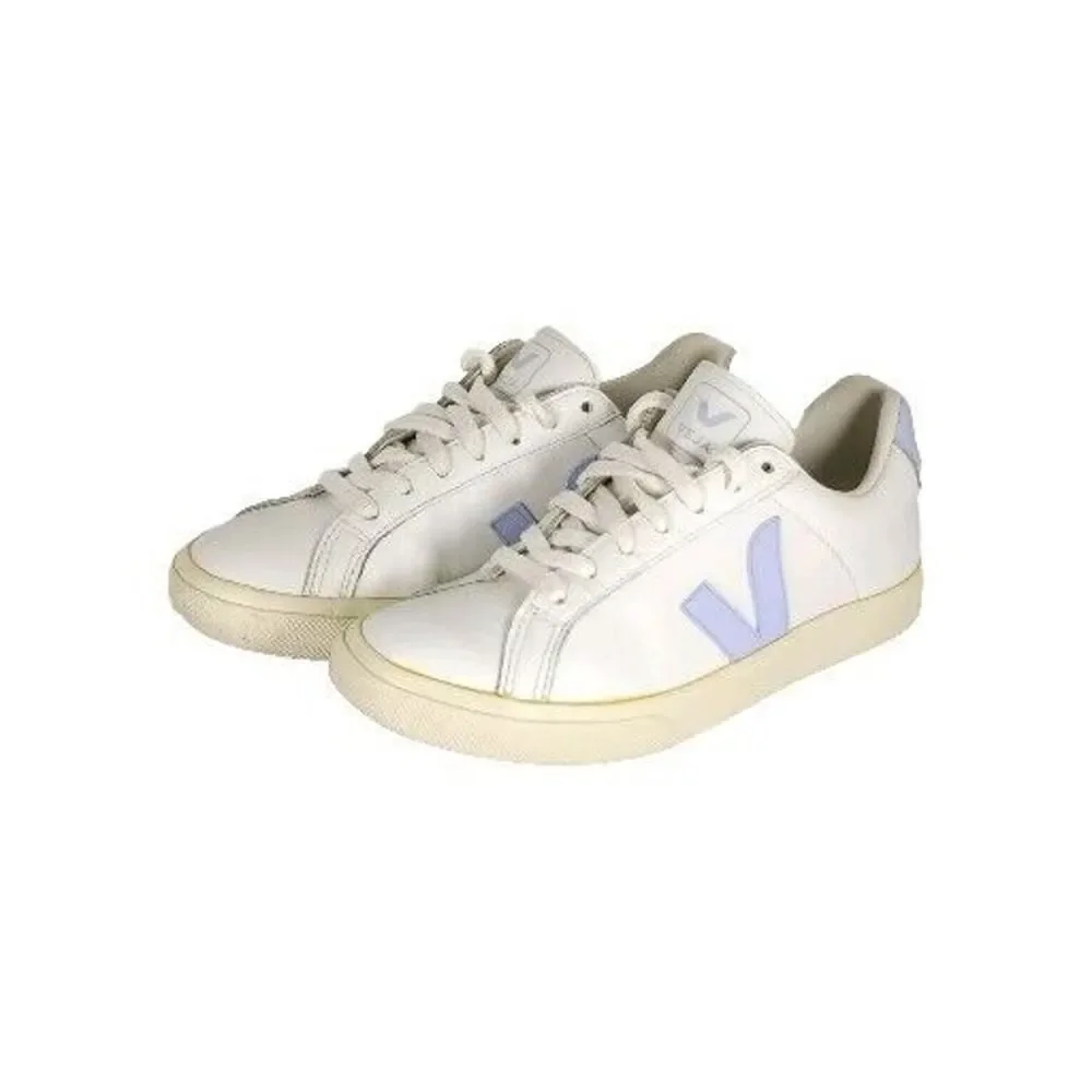 Veja Women's Esplar US 5 White Lilac Smooth Leather Low Top Sneakers Shoes